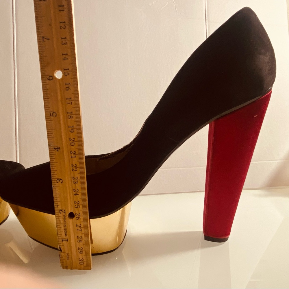Zara EU Size 41 Striking Black/ Red /Gold  Platform Dress/Prom shoes - Picture 9 of 10